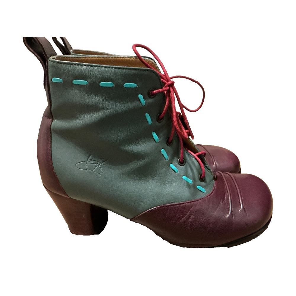 John Fluevog Operetta Bartoli booties Women's size 6.5M Wine Emerald Vintage